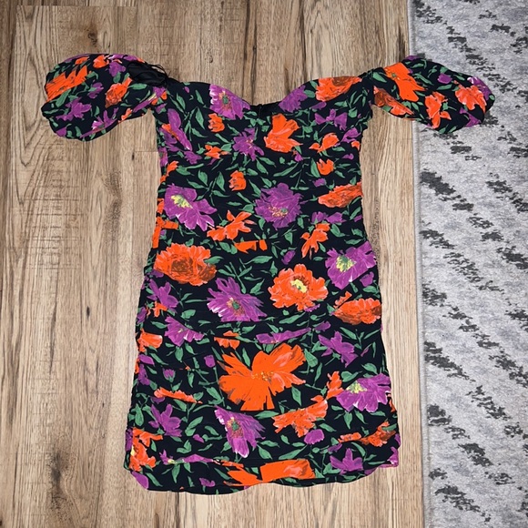 NEW! Zara Floral Print Off the Shoulder Mini Dress - Picture 9 of 13
